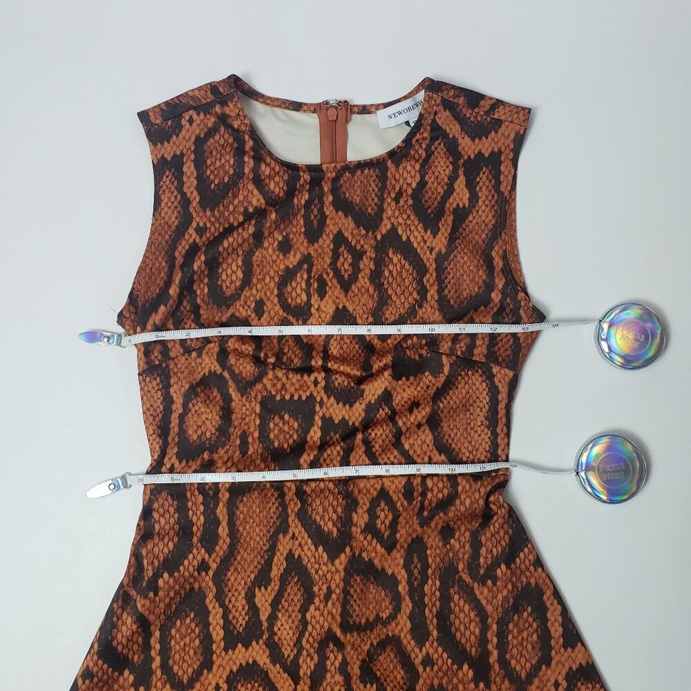 WeWoreWhat Muscle Tank Mini Dress Snake Print XS Cider A-Line Fitted Crewneck - Picture 6 of 16